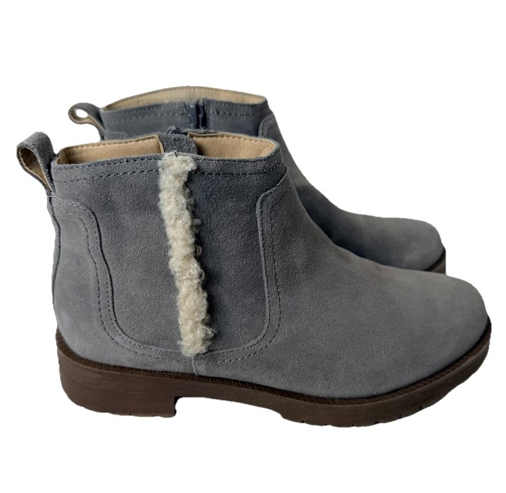 Vionic Aslynn Suede Bootie Sz 6.5 Charcoal (Blue/Gray) Faux Fur Water Repellent